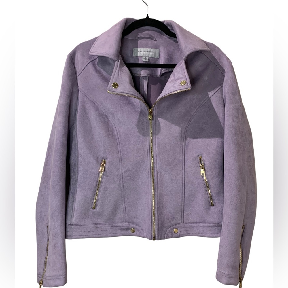 Andrew Marc New York Ash Purple
Zip Moto Jacket Faux Suede